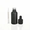 30ml matt frosted black glass dropper bottle with measurement markings dropper