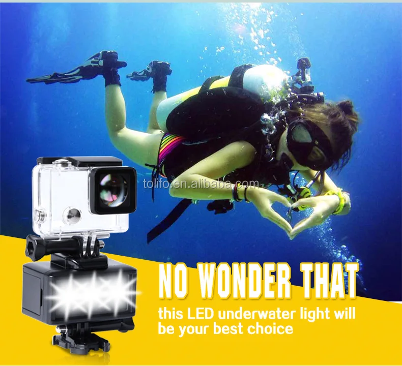 Tolifo HF-0301 Dimmable Waterproof Underwater LED Video Light with Built-in Battery Diving Flash Light