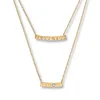 Stainless Steel I Love you I know rhinestone double chain bar necklace