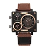 Men's Watches Top Brand Luxury Oulm 3595 Unique Designer Watches Men Fashion Square Big Face 3 Time Zone Casual Quartz Watch