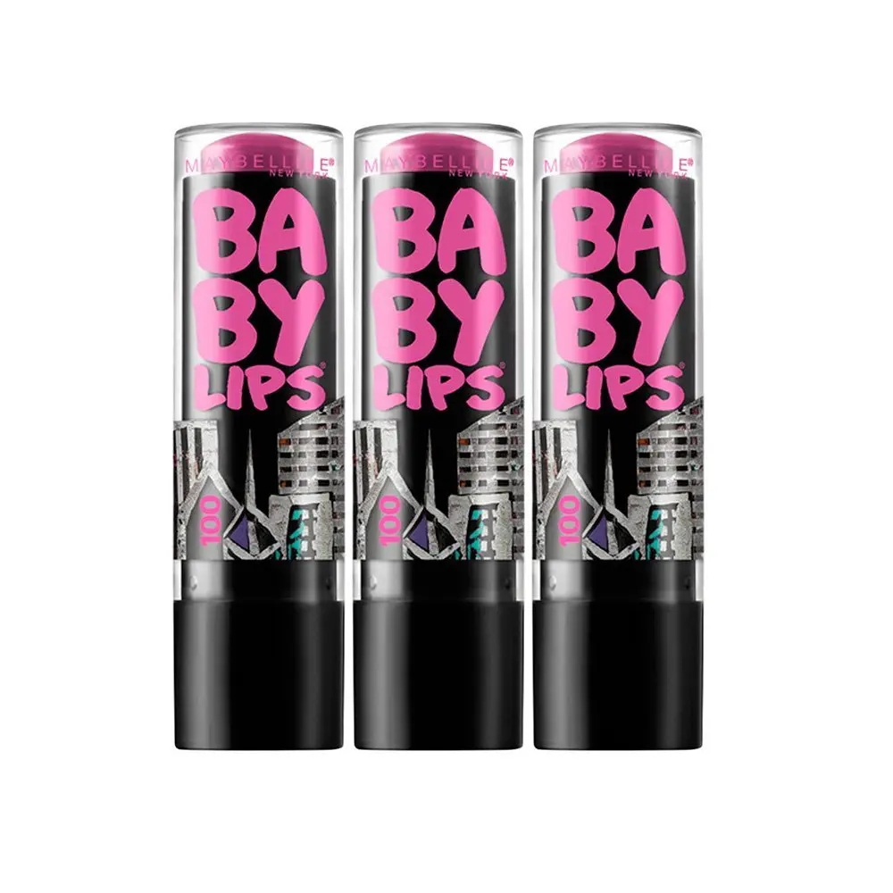 Maybelline Baby Lips Moisturizing Lip Balm, Fuchsia Fix (Set of 3)