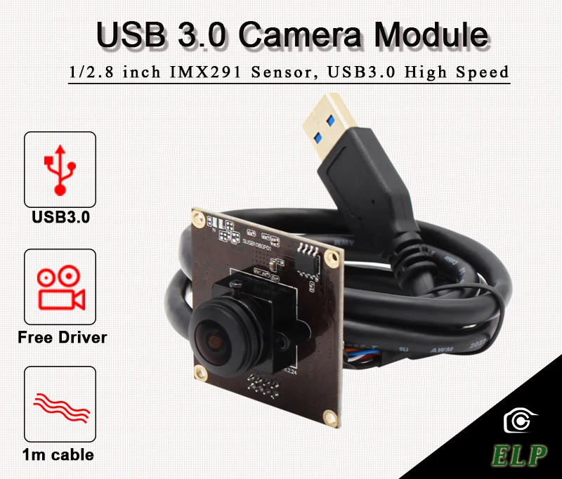 ELP M12 Fisheye Lens 1/2.8 inch IMX291 Sensor Raspberry Pi Security Module USB 3.0 Camera With OTG