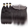 Free Shipping Unprocessed Raw Brazilian Human Hair Natural Black 3 Bundles With Frontal