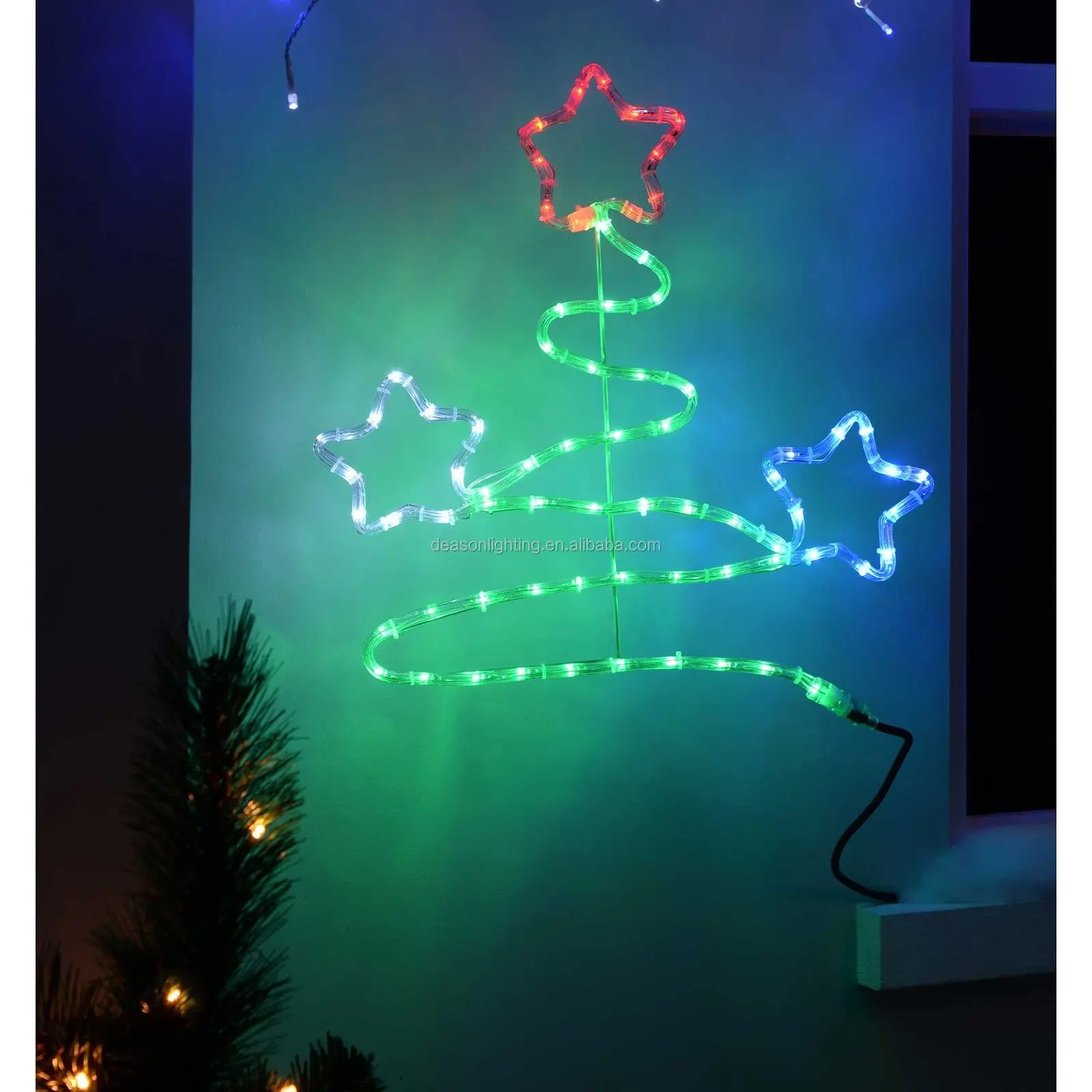 led spiral christmas tree outdoors