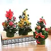 indoor outdoor color red golden silver 20cm Decorated Artificial small Plastic Mini Table Top gift Christmas Tree for holiday