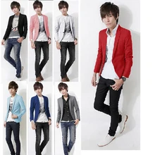 S5151 HOT 2015 new arrival single button mens suit slim fit jacket full sleeve cotton blazers large size Pure color 7 color