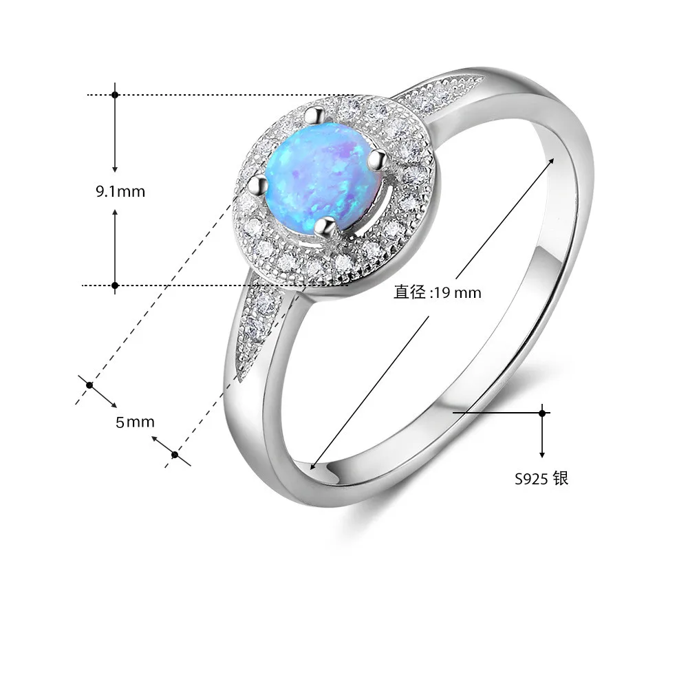 925 Sterling Silver Blue Opal Bridal Jewelry Set for Women