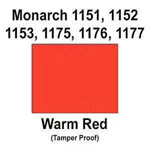 96,000 Monarch 1151 compatible Warm Red General Purpose Labels to fit the Monarch 1151, 1152, 1153, 1175, 1176, 1177, 1180 & 1493 Price Guns. Full Case + includes 16 ink rollers.