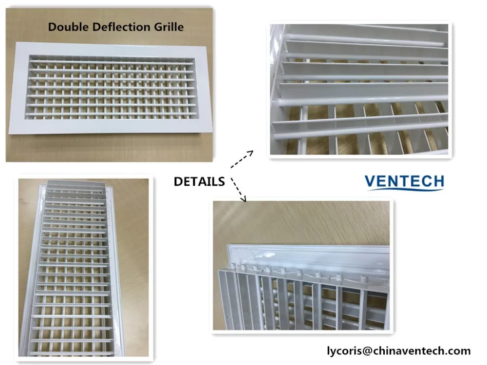 Air Ceiling Aluminum Double Deflection Grille With Air Damper Hvac