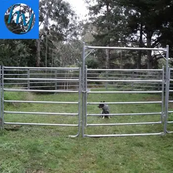 Round Tube Galvanized Steel Farm Fence Gate Rural Breeding Livestock ...