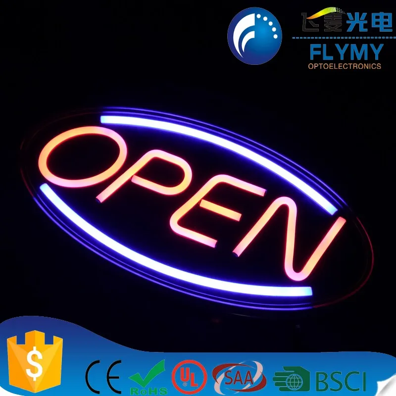 LED Open Sign 19x10inch Flashing Advertisement Board Includes Business Hour Sign and Two Suction Cup Hooks Top Rank Lights 