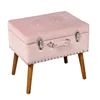 Bailey velvet fabric cube ottoman stool storage