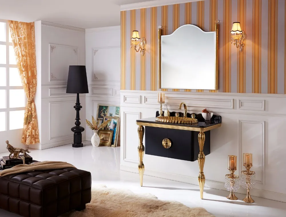 Luxury Hotel Bathroom Gold Sink Vanity Mirror Set Buy Bath Mirror