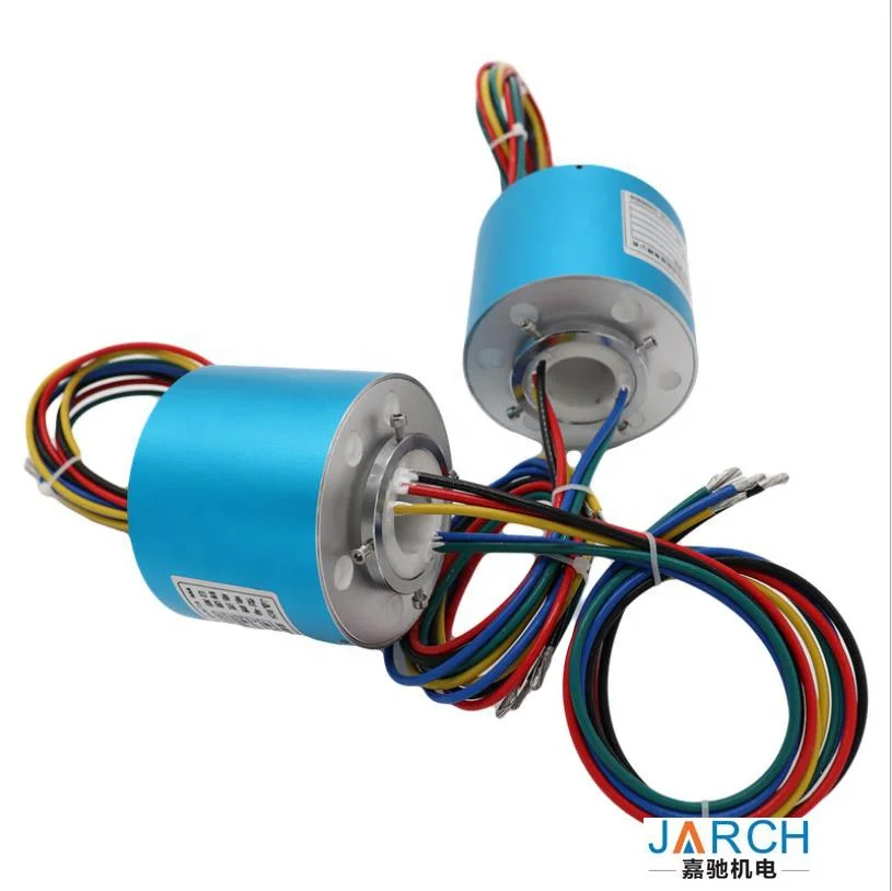Through Bore Slip Ring 6 sliding contacts fiber optic rotary joint sliprings