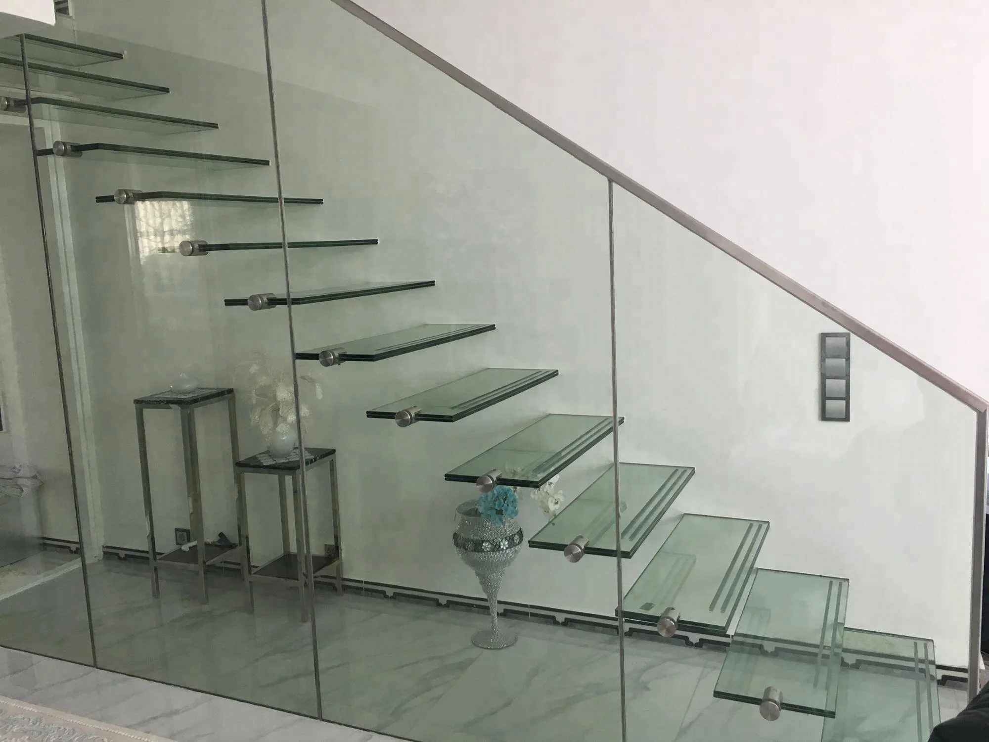 Cheap Price Modern Tempered Glass Panel Stairs With Led Light Buy