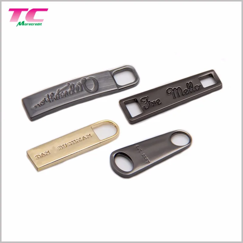 Customized Logo Metal Zipper Slider Embossed Metal Zipper Puller