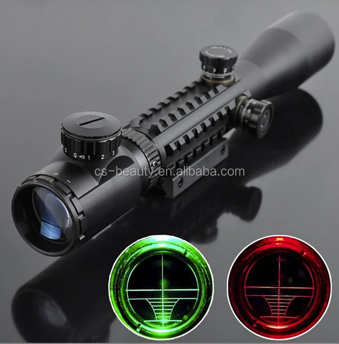 Tactical 3 9x40 Red Green Illuminated Optics Sniper Rangefinder Rifle Scope Sight With Mount For 1337