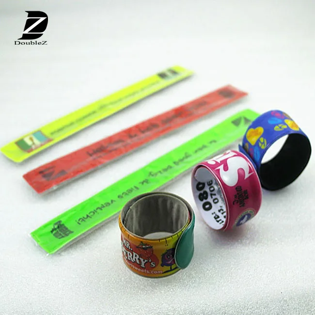 Custom Made Kids Pvc Reflective Slap Wristband Sport Reflective Pvc