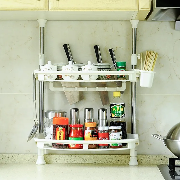 Plastic Stand Kitchen Shelf Organizer 2tier Foldable Storage Rack Dq