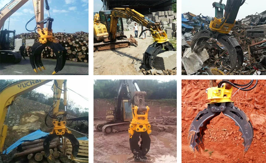 Forestry Machinery Hydraulic Excavator Rotating Timber Grapple Log