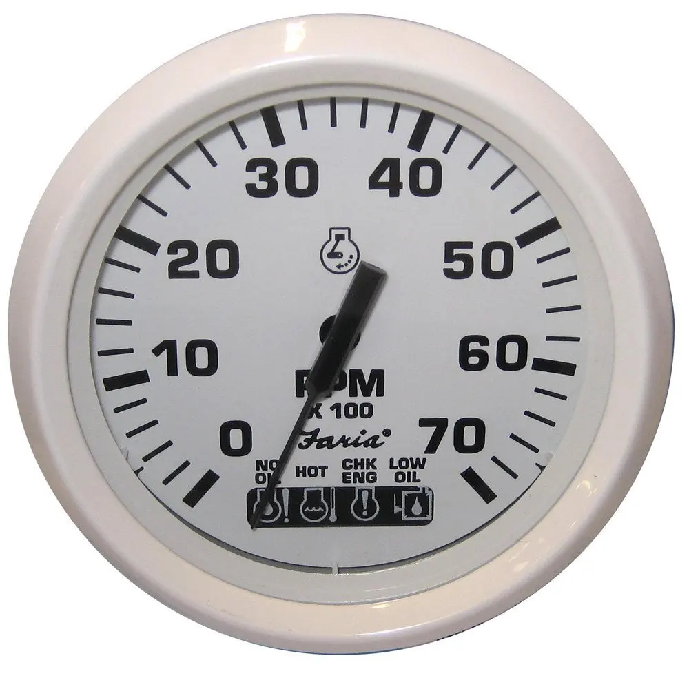 Get Quotations · Faria Dress White 4" Tachometer w/Systemcheck Indicator -  7,000 RPM (Gas -