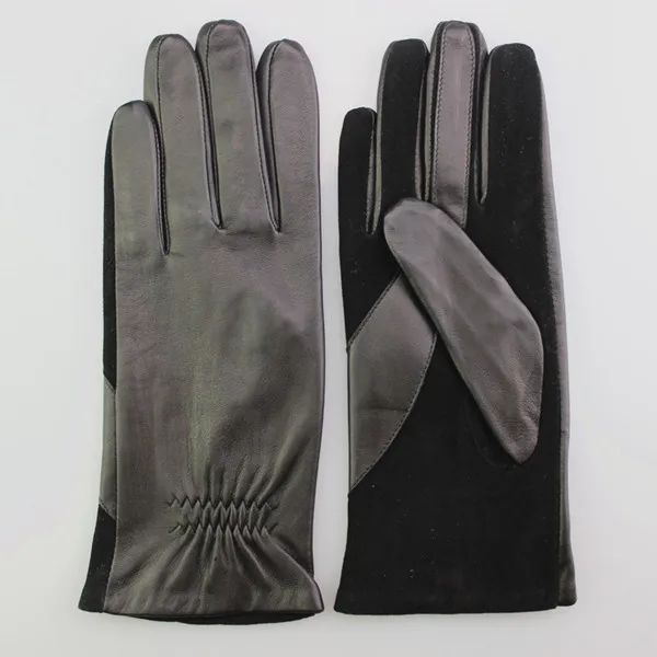 Fashion Lady Leather Gloves with suede palm for lady