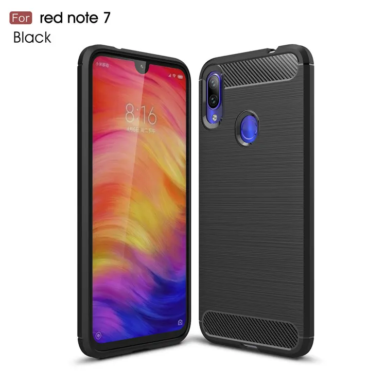 New Arrival Shockproof Carbon Fiber Case Cover for Redmi Note 7 TPU+PC case