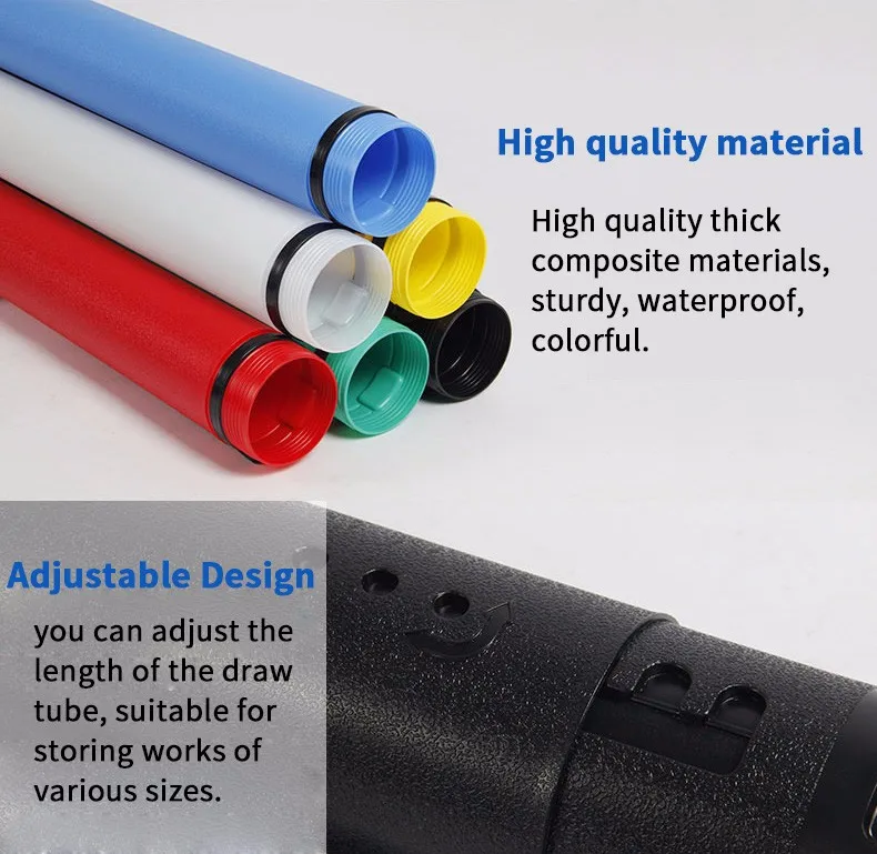 6colors Square Drawing Tube Adjustable Portable Drawing Large Capacity