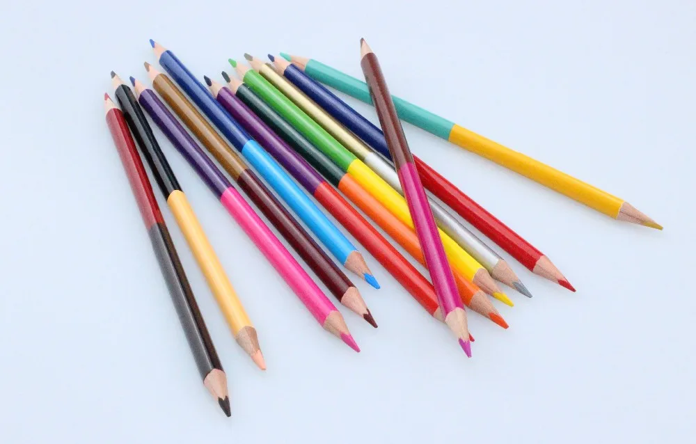 high quality twin color pencils, 12pcs double tips wooden color