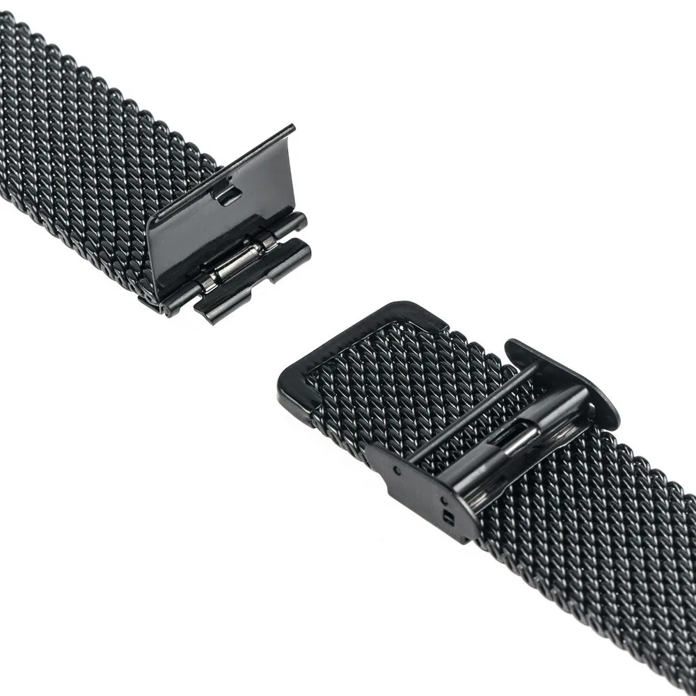 Black Watchband Quick Release Watch Band Mesh Stainless Steel Strap