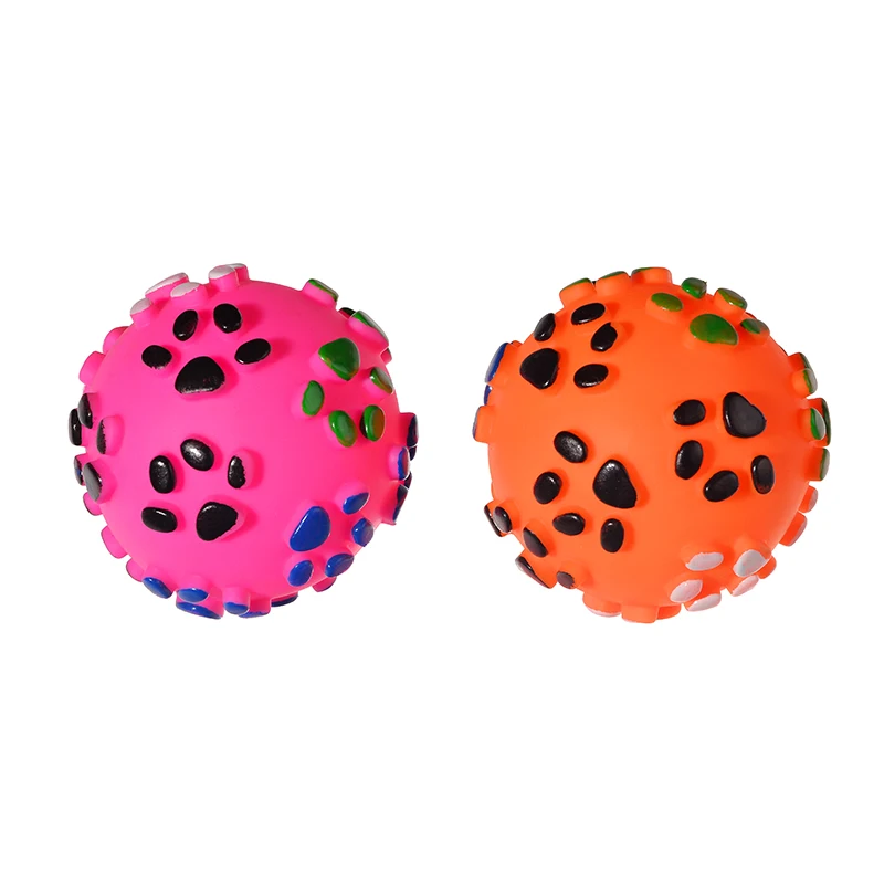 New Product Dog Foot Printing Ball Vinyl Pet Dog Toy Ball With Squeaky