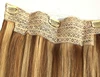fish wire one piece clip in hair extension 100% human remy Indian hair fish wire hair extensions