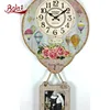 Flower pattern parachute strap hanging photo frame time clock for sitting room