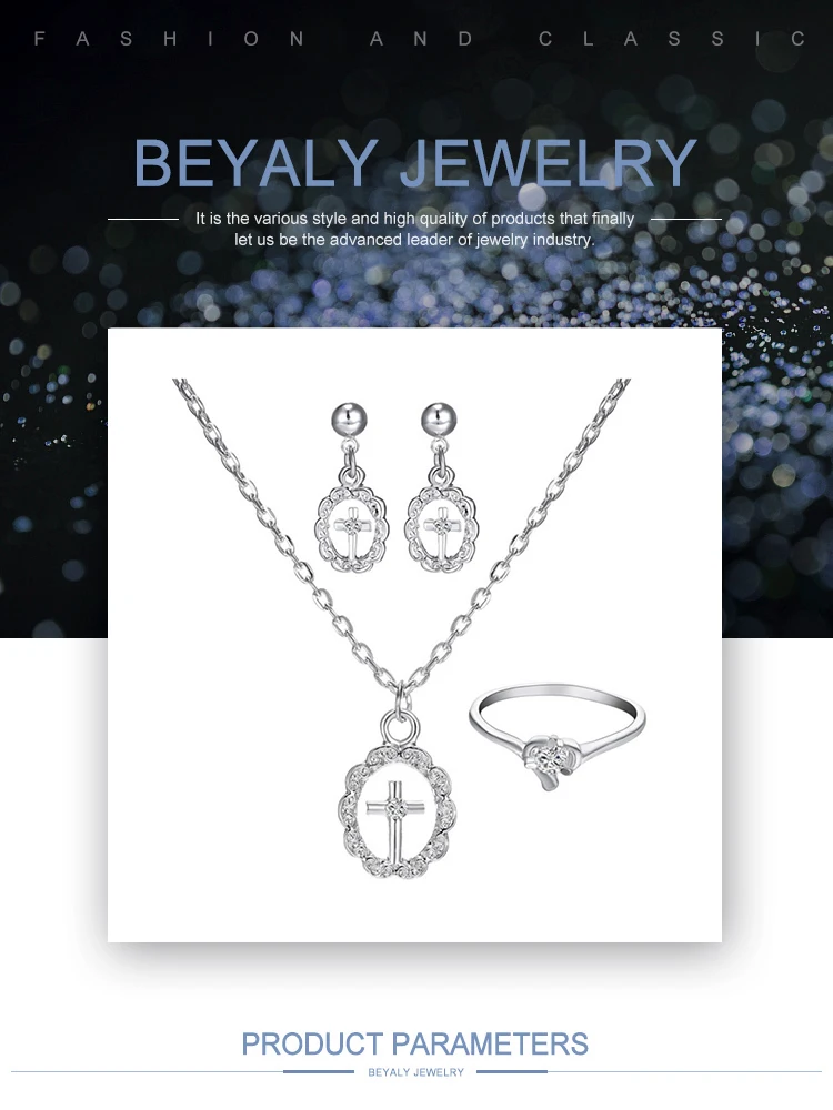 Virgin Mary cross design wholesale brass necklace jewelry set