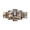 5 panel 3D Hinduism Ganesha painting canvas wall art acrylic spray prints Elephant god picture factory custom artwork