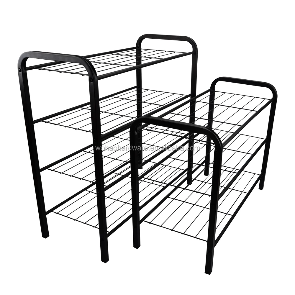 Wire Shoe Rack Storage Organizer Shelf Decorative Shelves Adjustable