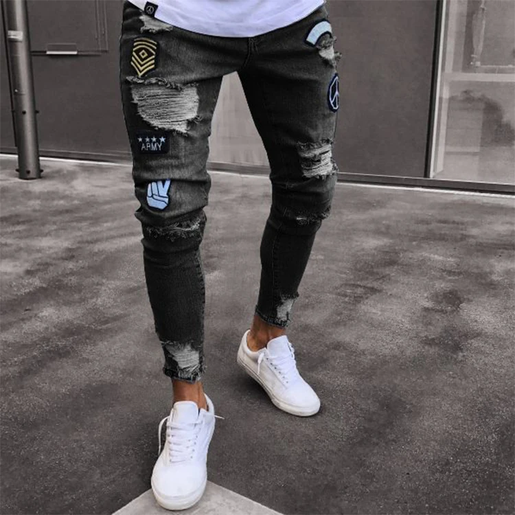 Wholesale Custom Classic High Waist Slim Wide Leg Patchwork pantalones jeans for men High Street