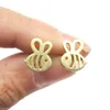 Cute Small Size Gold Bumble Bee Bug Shaped Stud Earrings Stainless Steel Jewellery