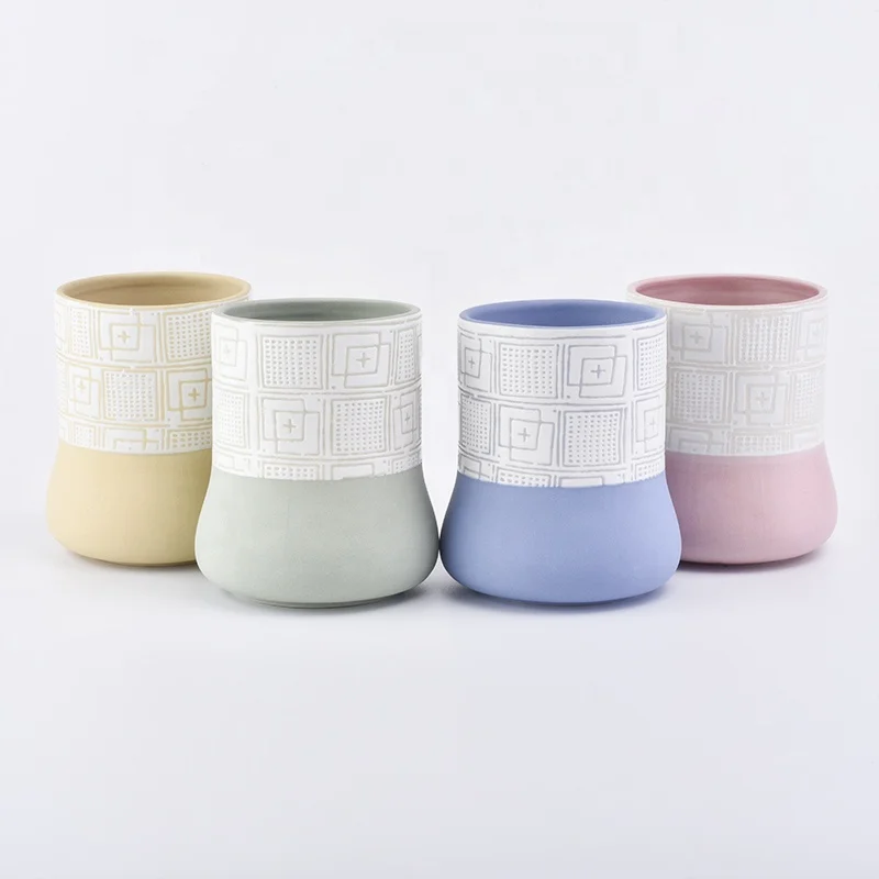 Cylinder empty votive candle holder ceramic candle jars christmas decor