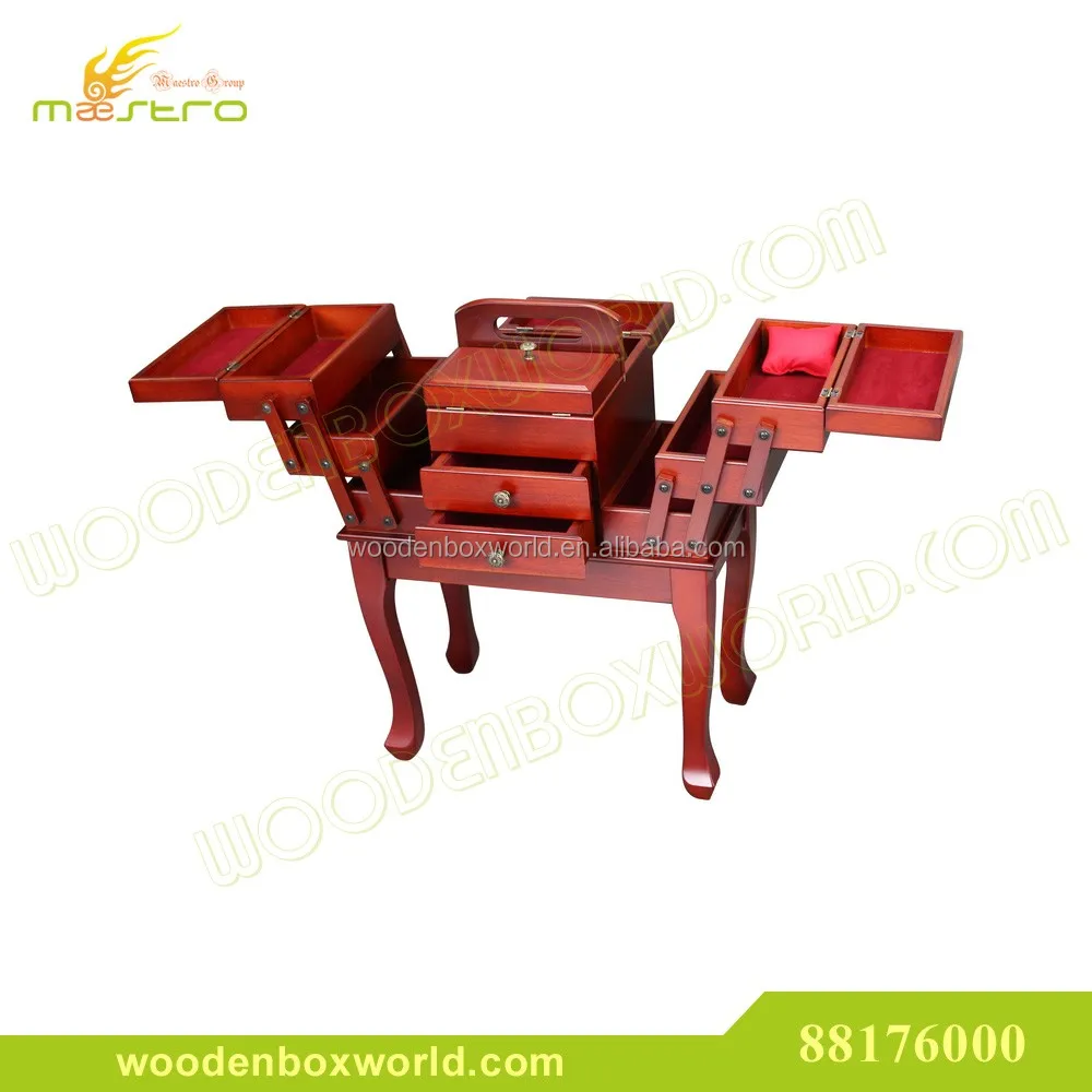 Accordion Style Cantilever Wood Sewing Chest With Legs Buy Wood Sew