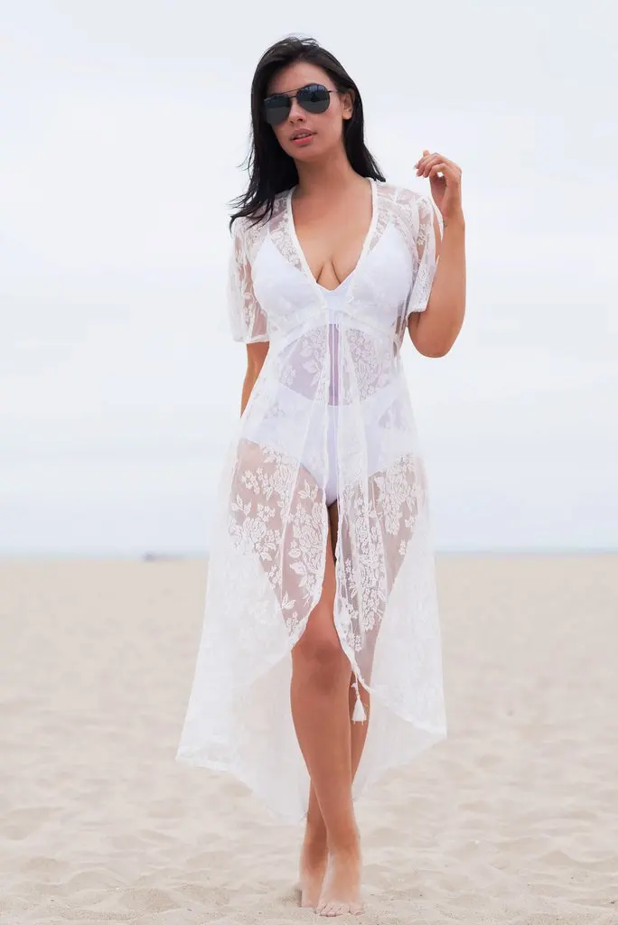 white lace beach dress