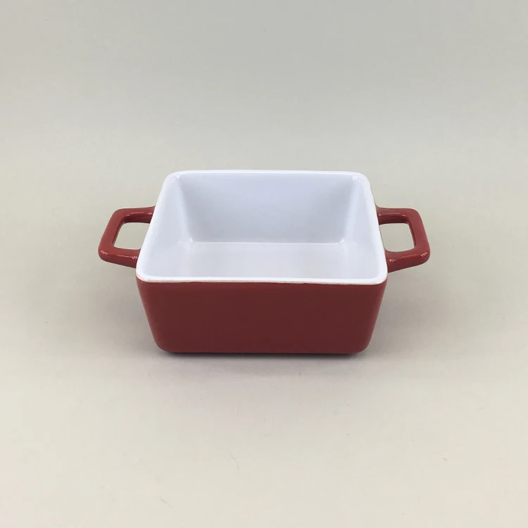 Mini Porcelain Baking Dish Pan With Handles Casserole,Quiche,And Pie