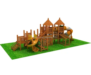High Quality Children Outdoor Wooden Swing And Slide Set Kids Children Outdoor Wooden Swing And Slide