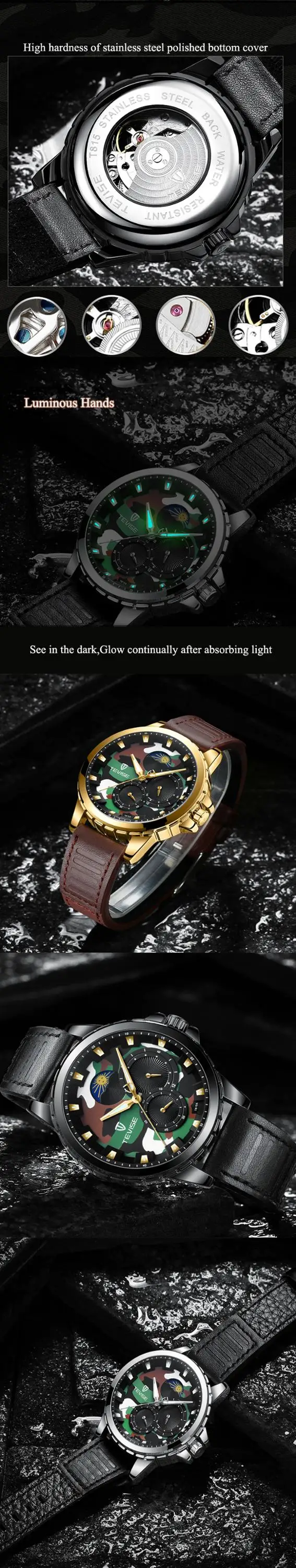 Factory cheap wholesale OEM your logo custom watch mechanical water resistant men's wrist watches