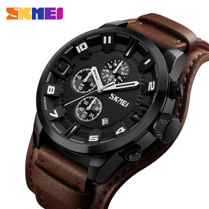 Skmei Mens Leather Watches Luxury Quality Style