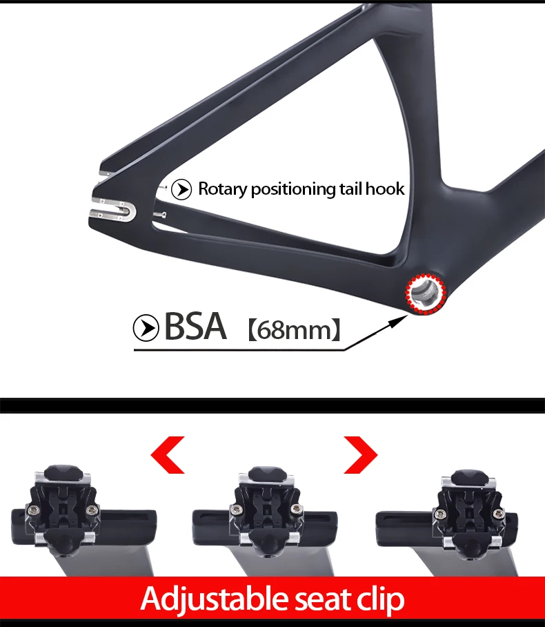 Top BXT full carbon track frame road  frames fixed gear bike frameset with fork seat post 49/51/54cm carbon Bicycle Parts Frameset 4