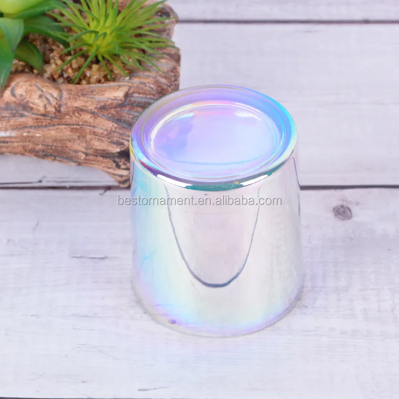 Iridescent Empty Glass Tumbler Candle Cups Votive Tealight Holder