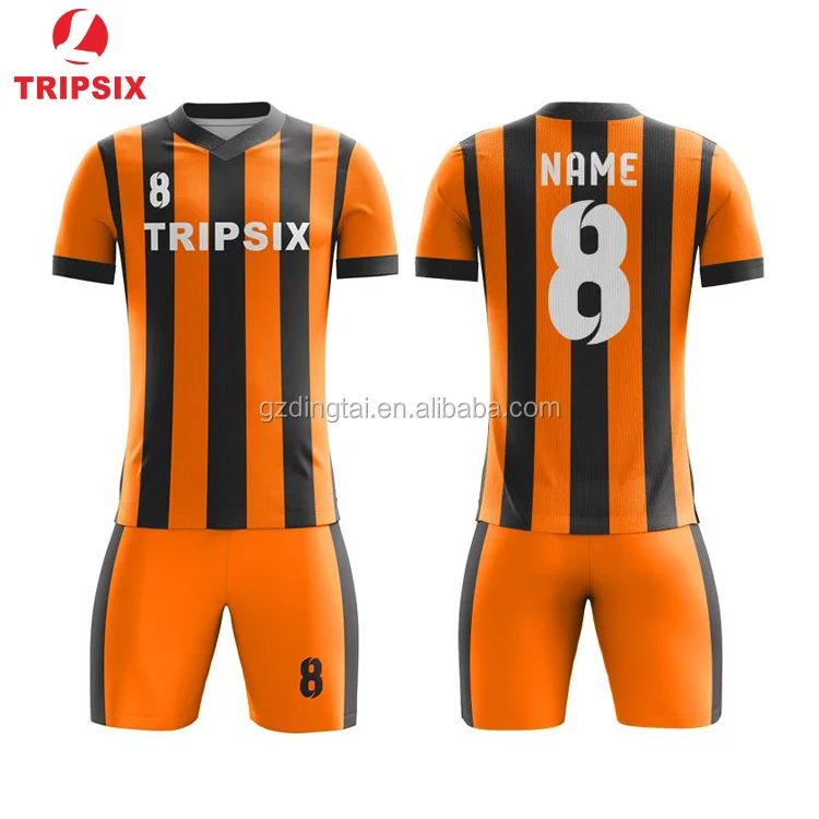 Cheap Blank Orange Direct Soccer Team Uniform Set