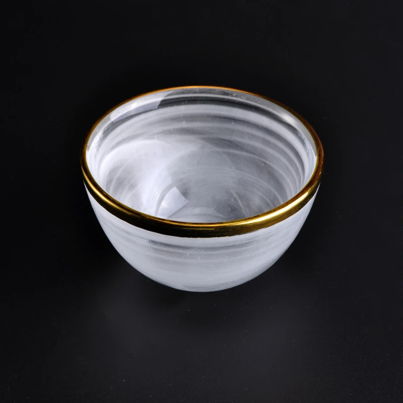 Thin white smoke glass candle holders with gold rim home decoration wholesale