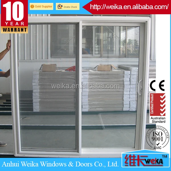 White Right-Hand Vinyl Sliding Patio Door with LowE Tempered Grid Glass